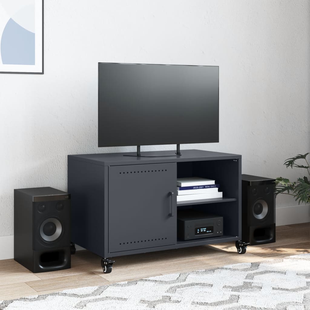 tv-bord 68x39x43,5 cm stål antracitgrå