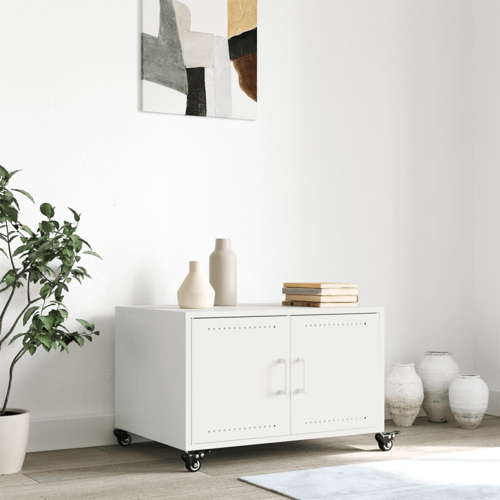 sofabord 68x50x43,5 cm stål hvid