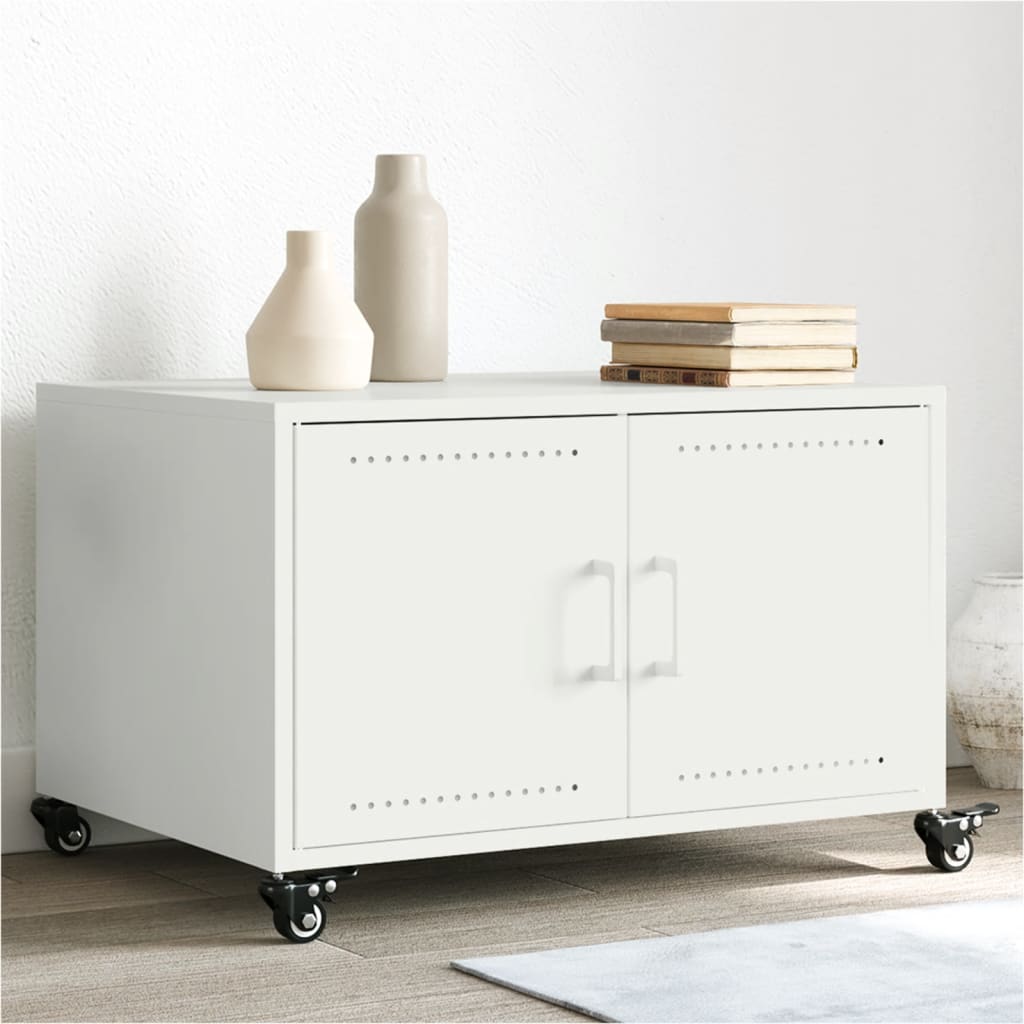 sofabord 68x50x43,5 cm stål hvid