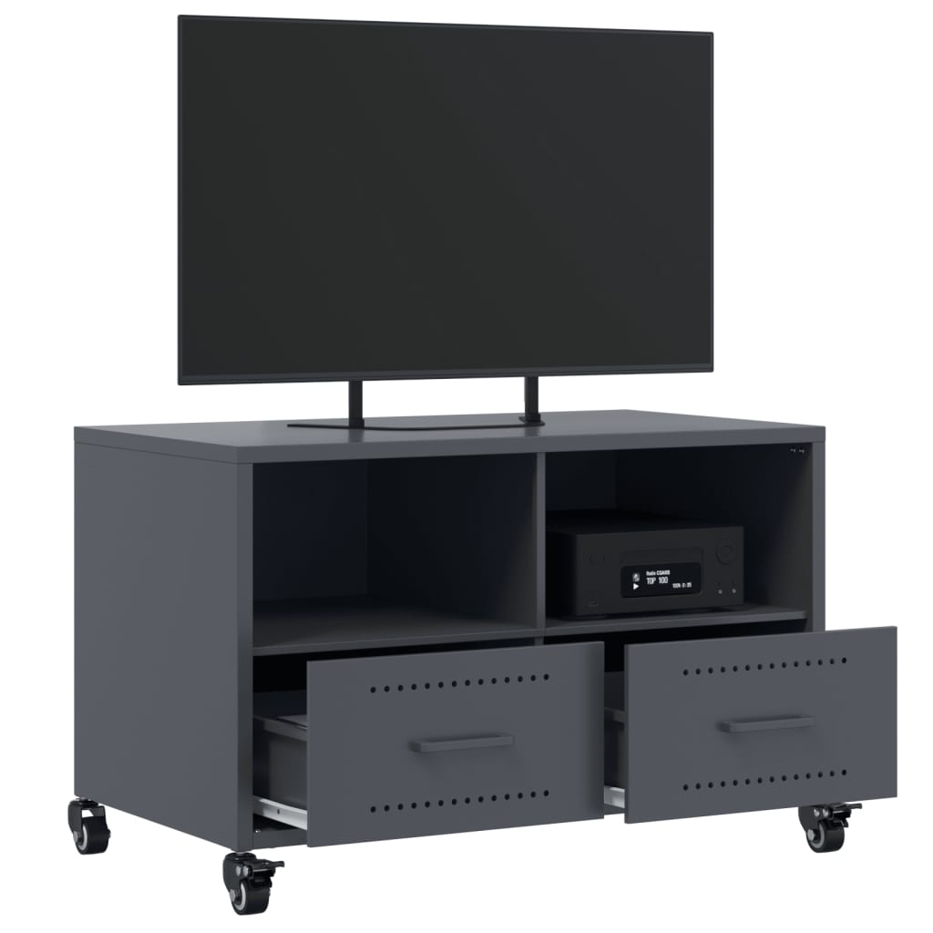 tv-bord 68x39x43,5 cm stål antracitgrå