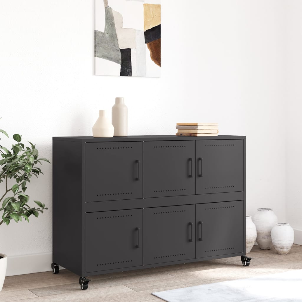 skænk 100,5x39x72 cm stål sort