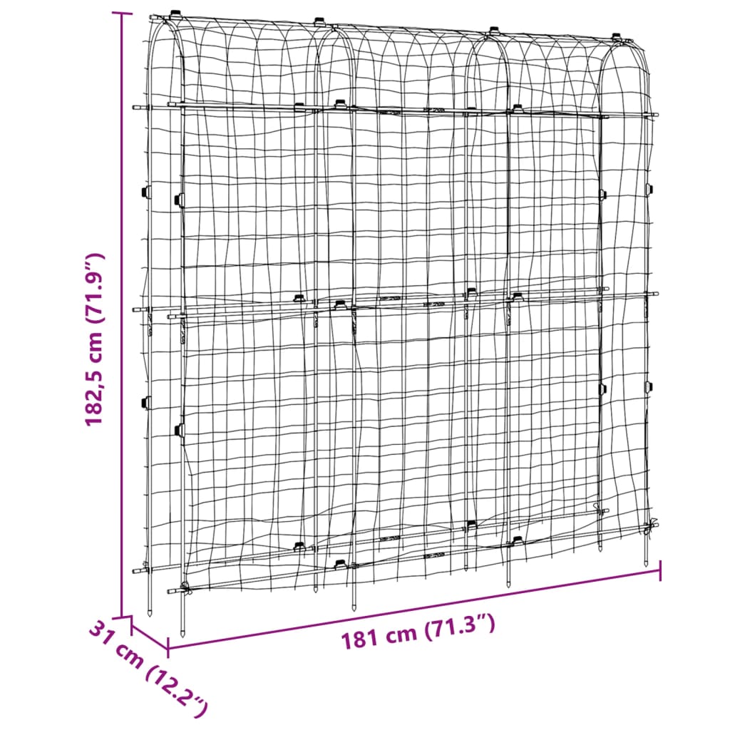 espalier til klatreplanter 181x31x182,5 cm U-ramme stål