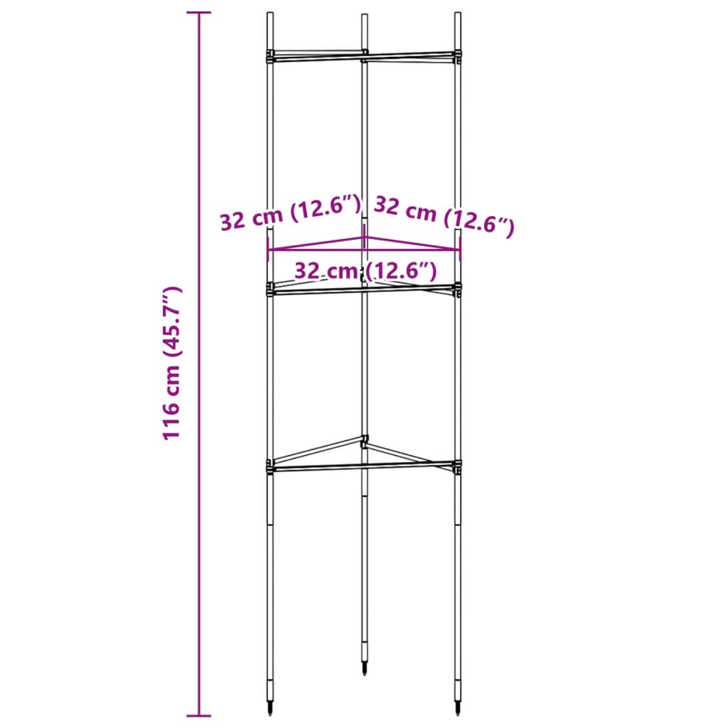 espalierer til tomater 2 stk. 116 cm stål og PP