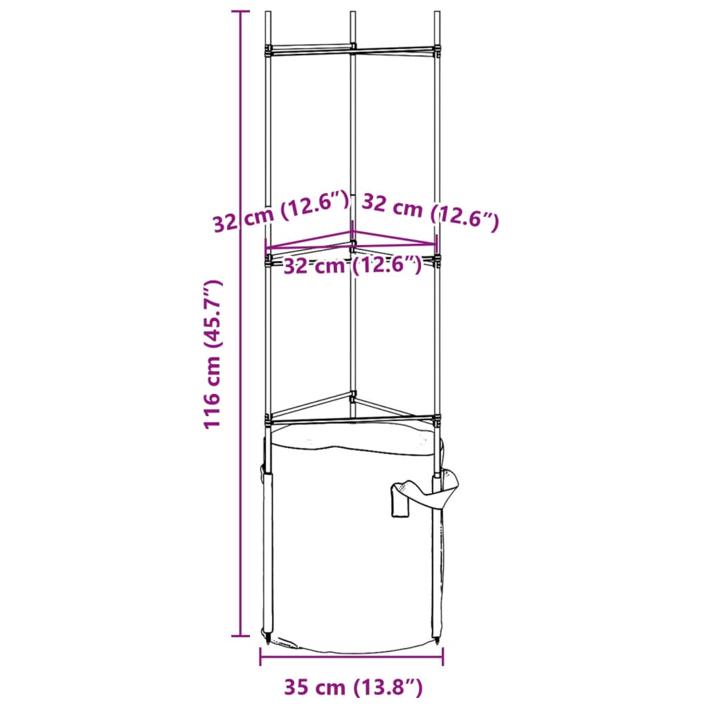 plantestativer med planteposer 2 stk. 116 cm stål og PP