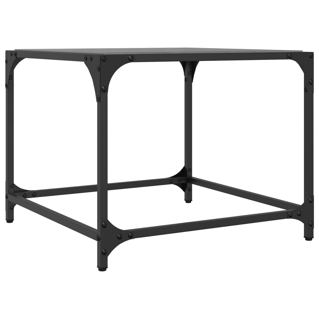 sofaborde med sort glastop 2 stk 50x50x40 cm stål