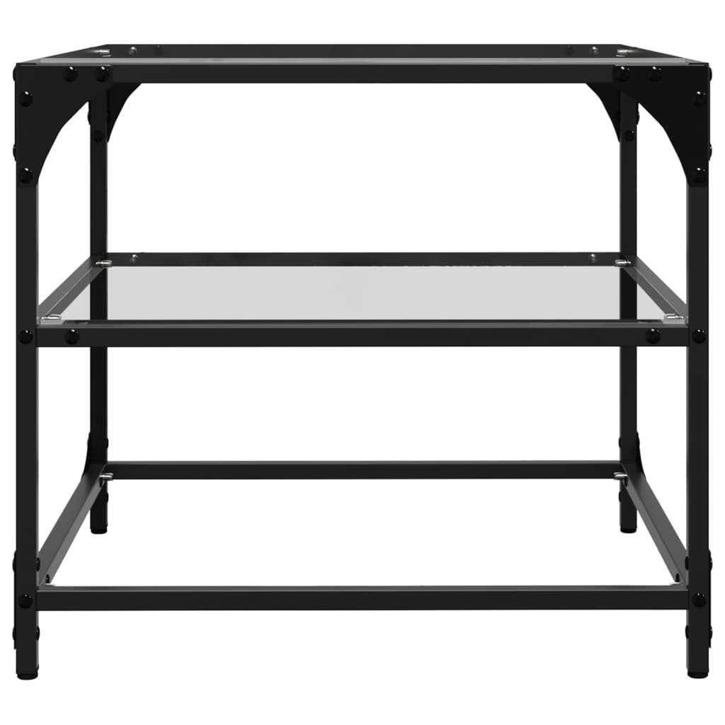 sofaborde med transparent glastop 2 stk 50x50x45 cm stål