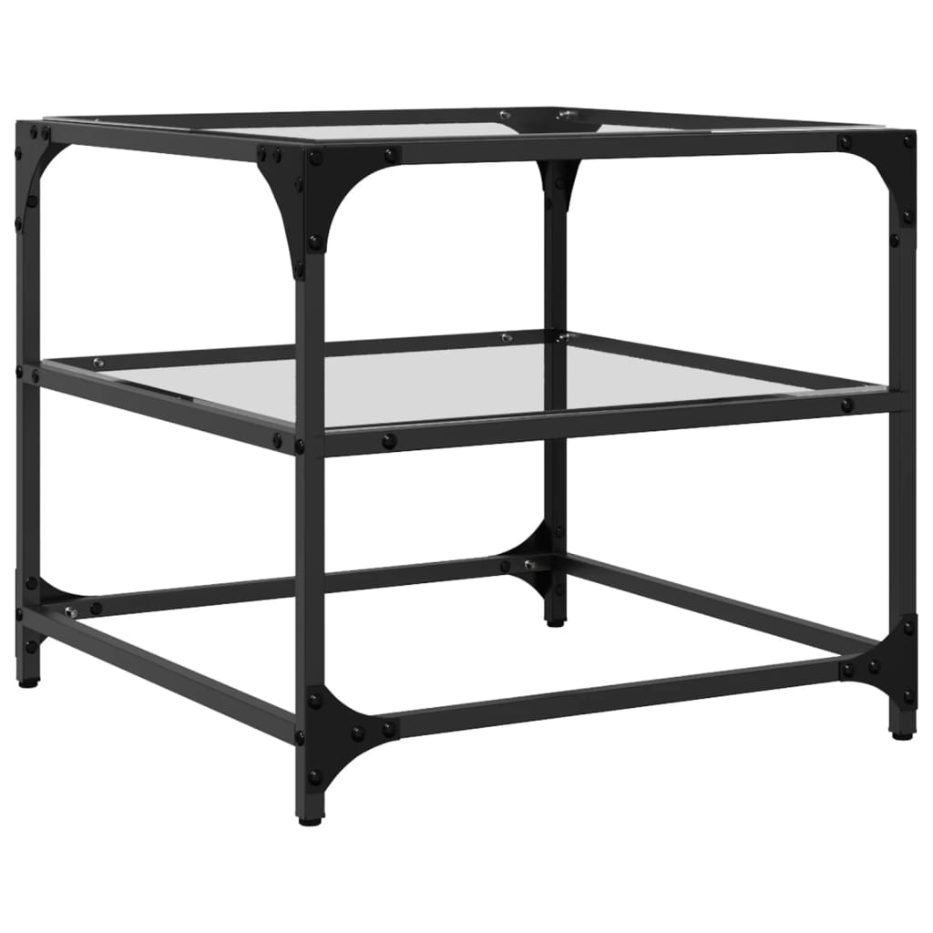 sofaborde med transparent glastop 2 stk 50x50x45 cm stål