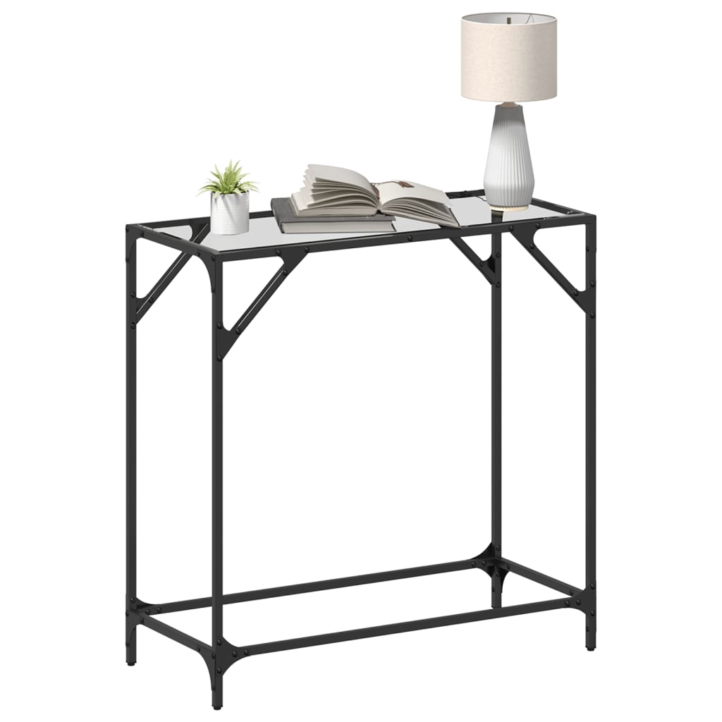 konsolbord med transparent glastop 80x35x81 cm stål