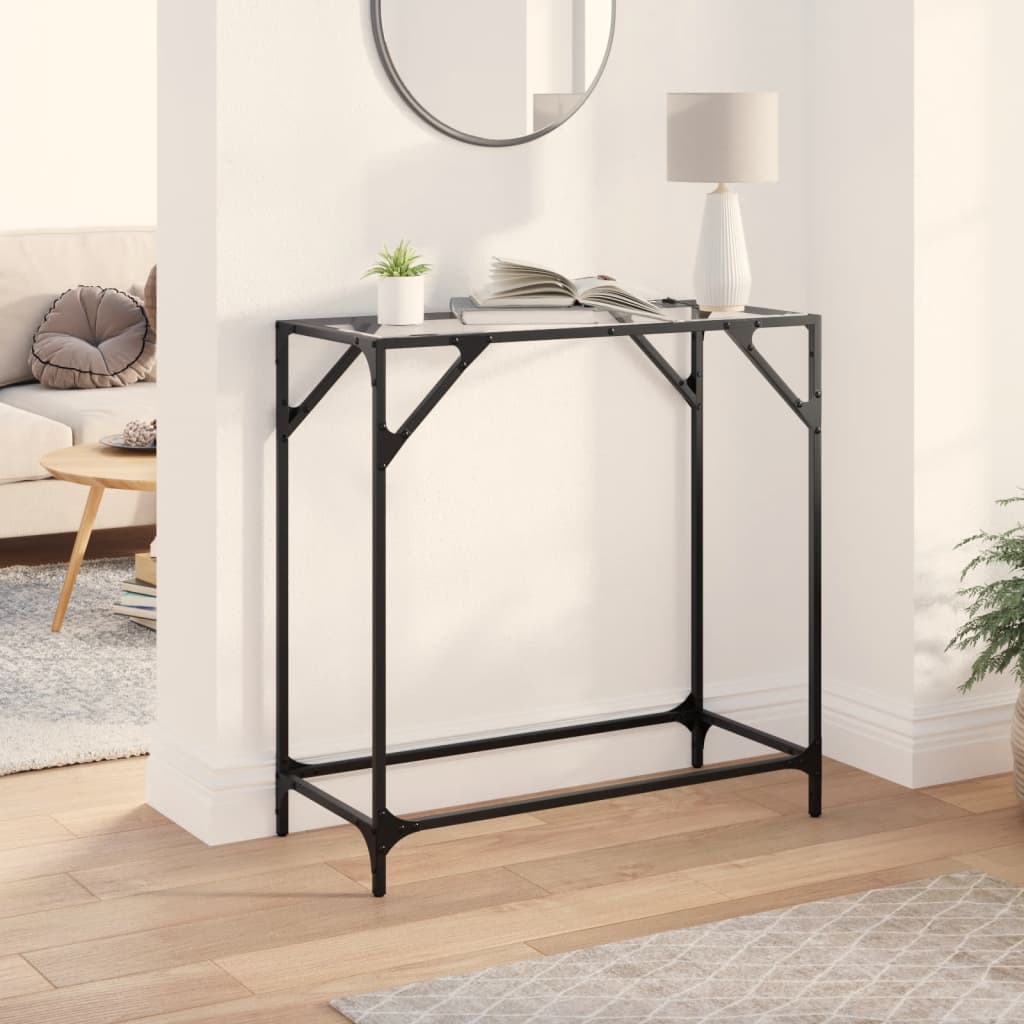 konsolbord med transparent glastop 80x35x81 cm stål