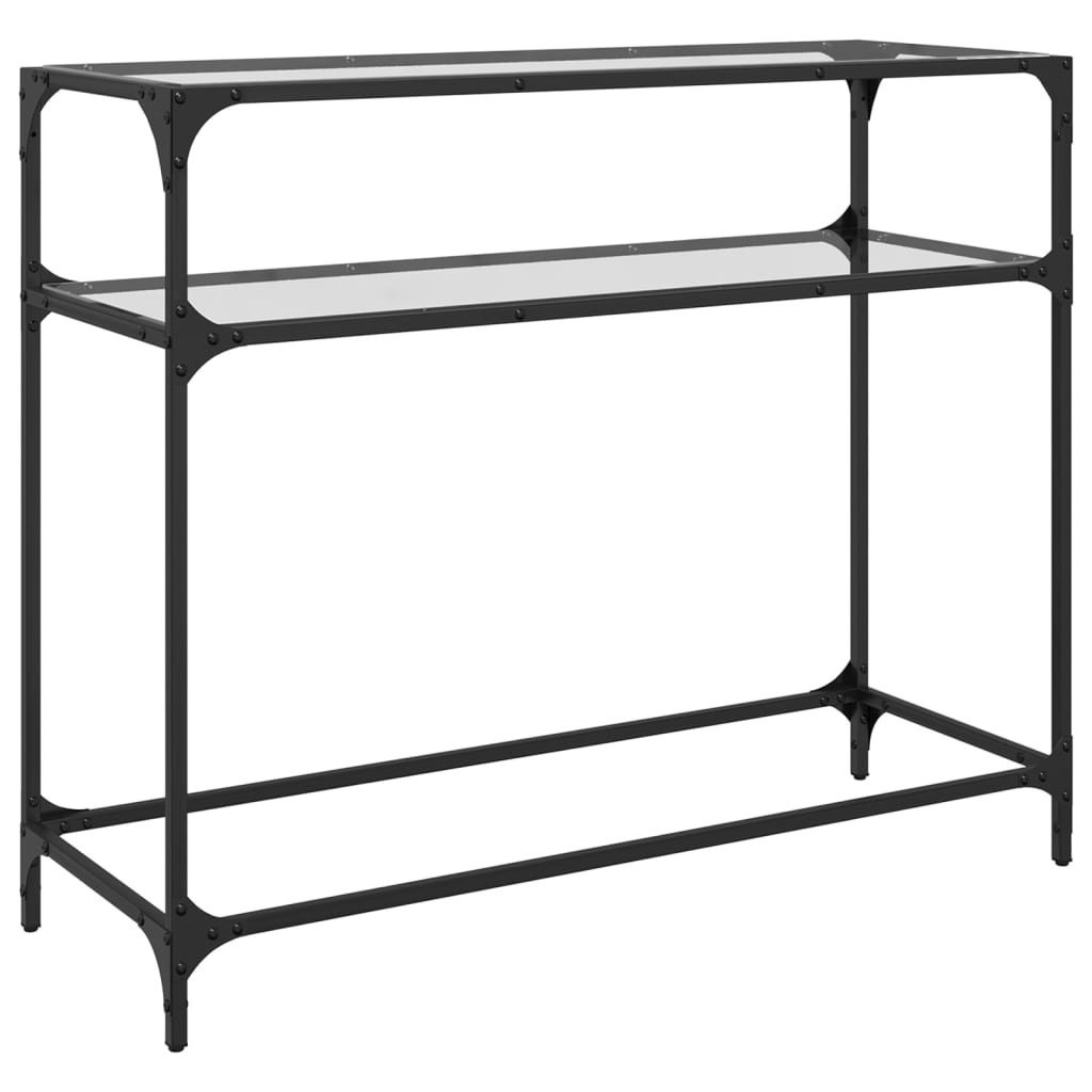 konsolbord med transparent glastop 98x35x81 cm stål