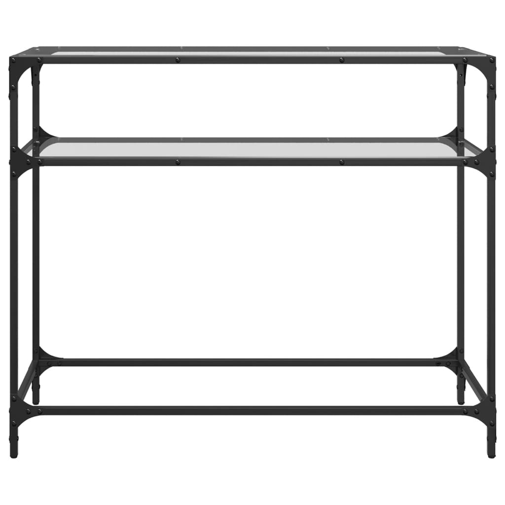 konsolbord med transparent glastop 98x35x81 cm stål