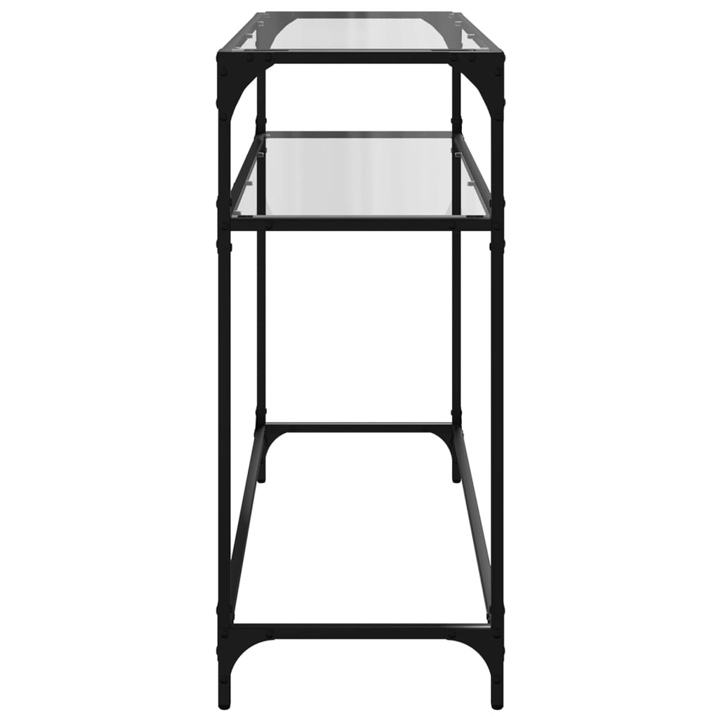 konsolbord med transparent glastop 98x35x81 cm stål
