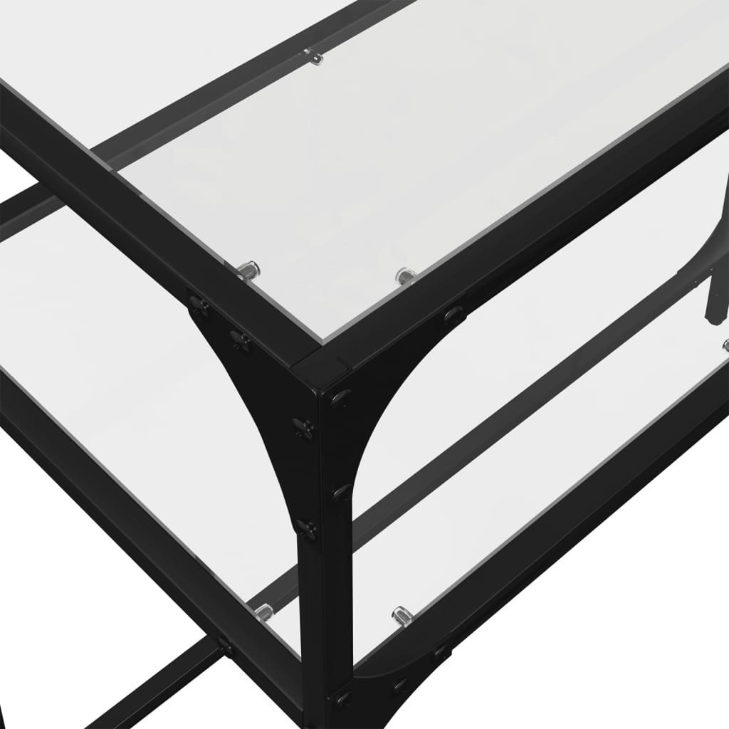 konsolbord med transparent glastop 98x35x81 cm stål