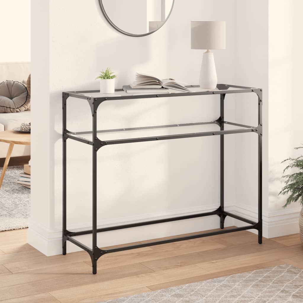konsolbord med transparent glastop 98x35x81 cm stål