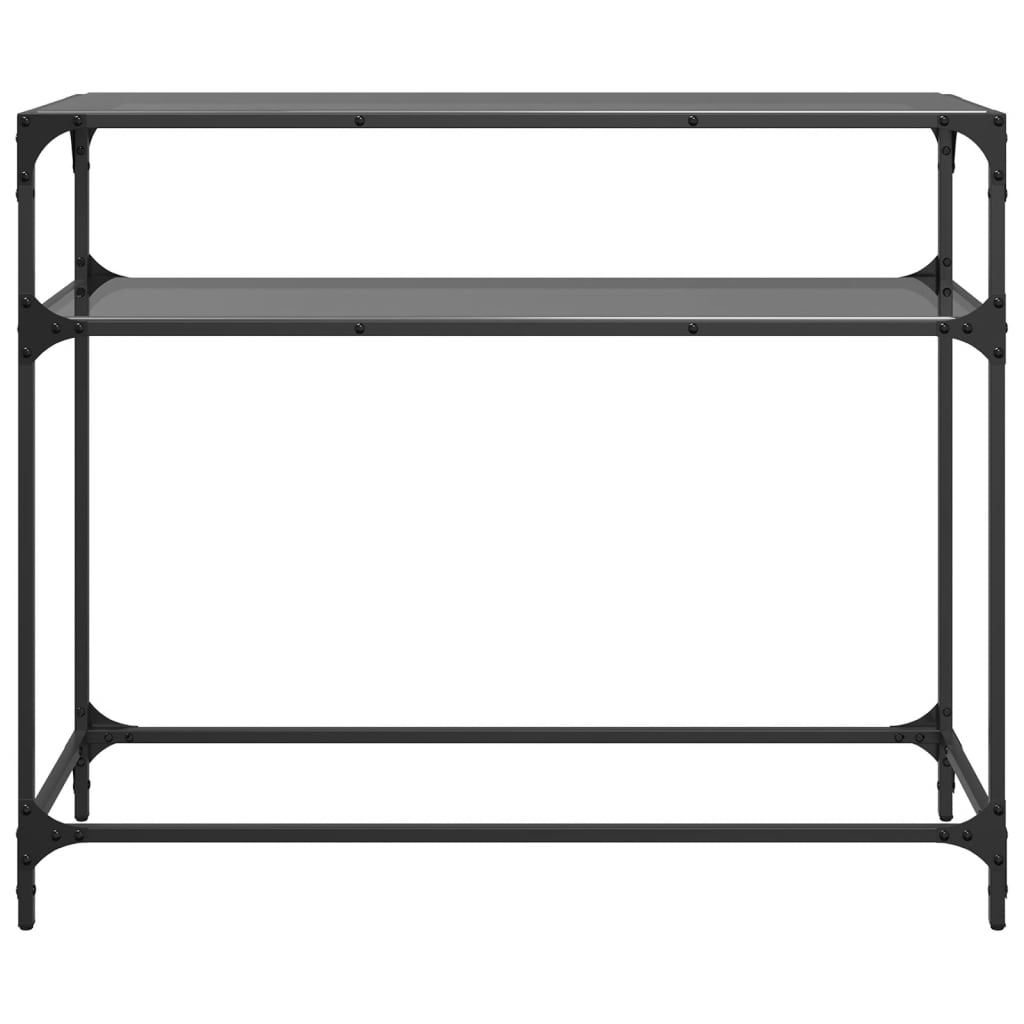 konsolbord med sort glastop 98x35x81 cm stål