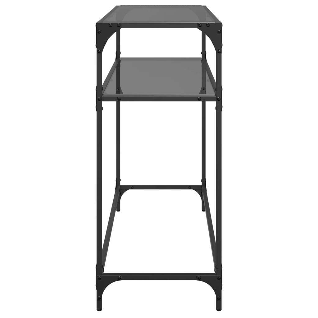 konsolbord med sort glastop 98x35x81 cm stål