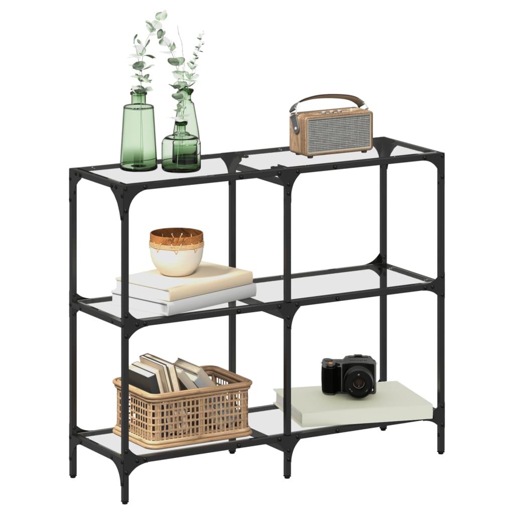 konsolbord med transparent glastop 98x30x81 cm stål