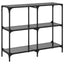 konsolbord med sort glastop 98x30x81 cm stål