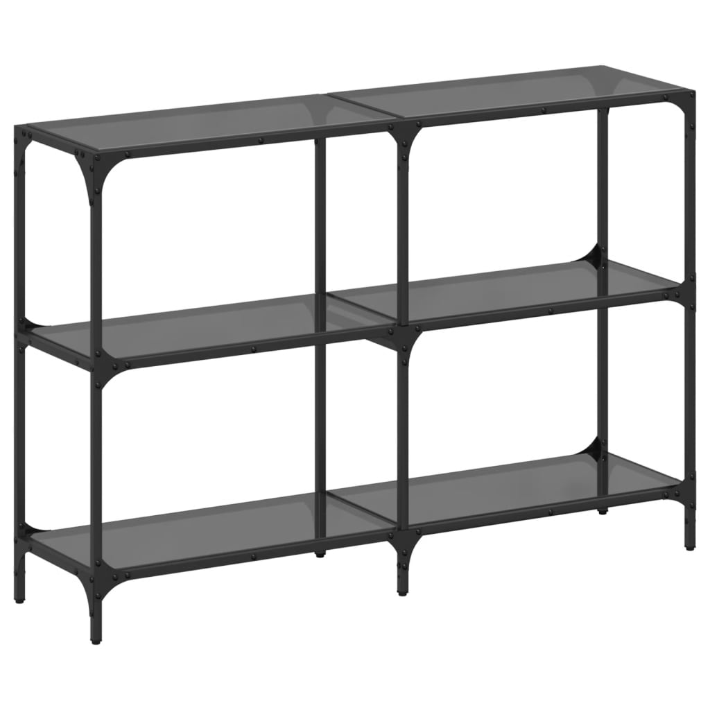 konsolbord med sort glastop 118,5x30x81 cm stål