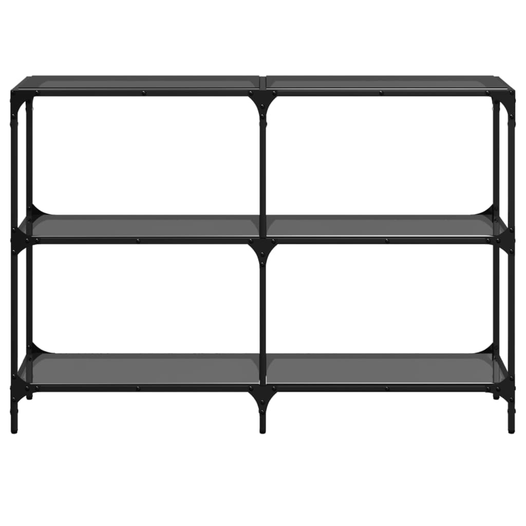 konsolbord med sort glastop 118,5x30x81 cm stål