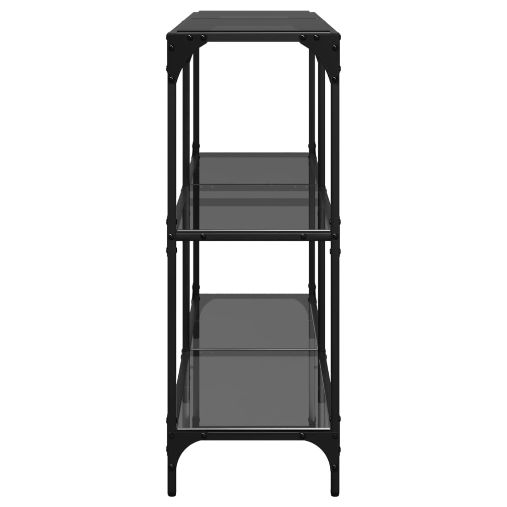 konsolbord med sort glastop 118,5x30x81 cm stål