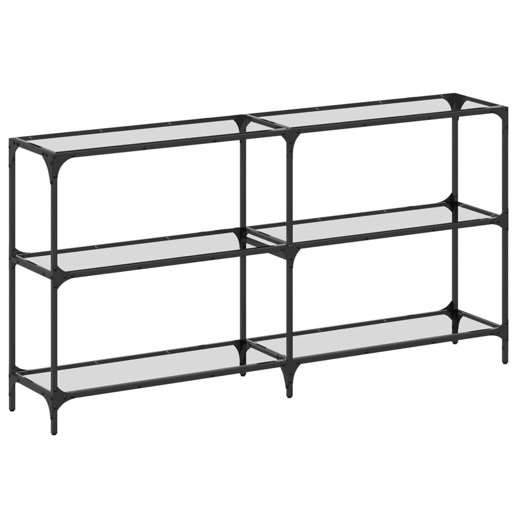 konsolbord med transparent glastop 158,5x30x81 cm stål
