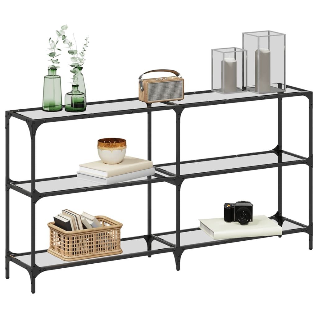 konsolbord med transparent glastop 158,5x30x81 cm stål