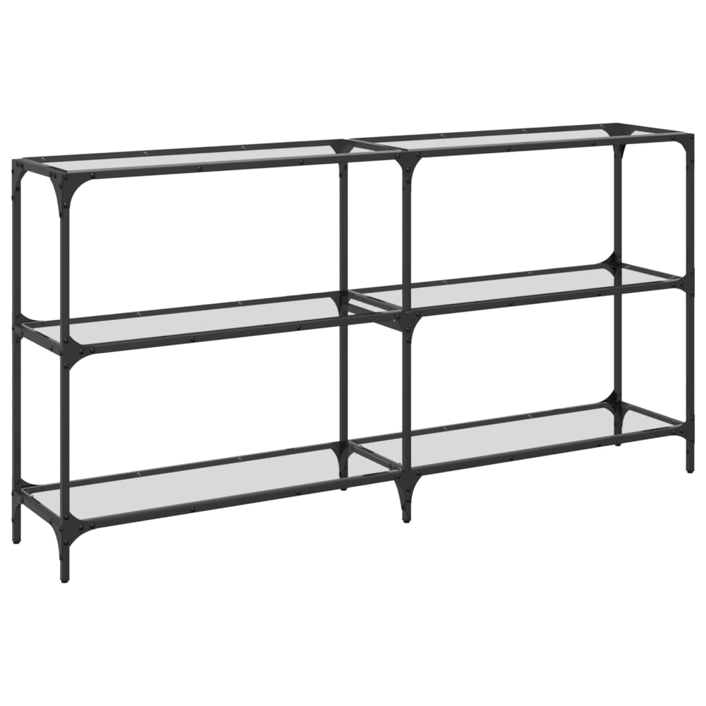 konsolbord med transparent glastop 158,5x30x81 cm stål