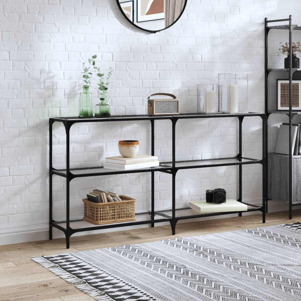 konsolbord med transparent glastop 158,5x30x81 cm stål