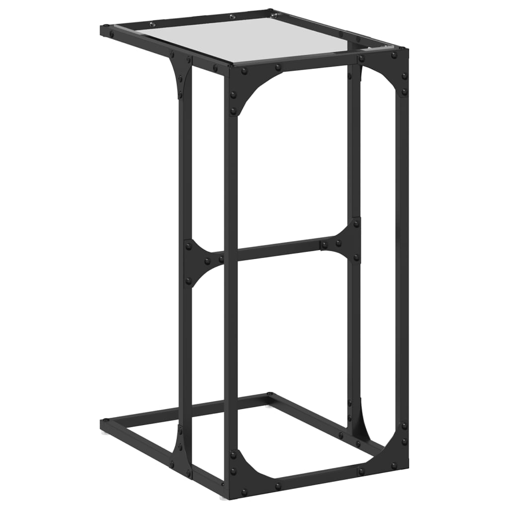 sidebord med transparent glastop 40x30x61,5 cm stål