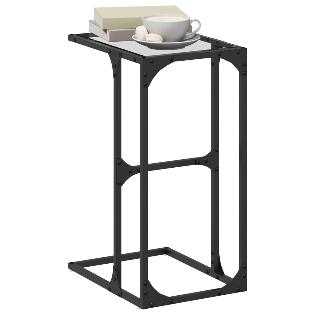 sidebord med transparent glastop 40x30x61,5 cm stål