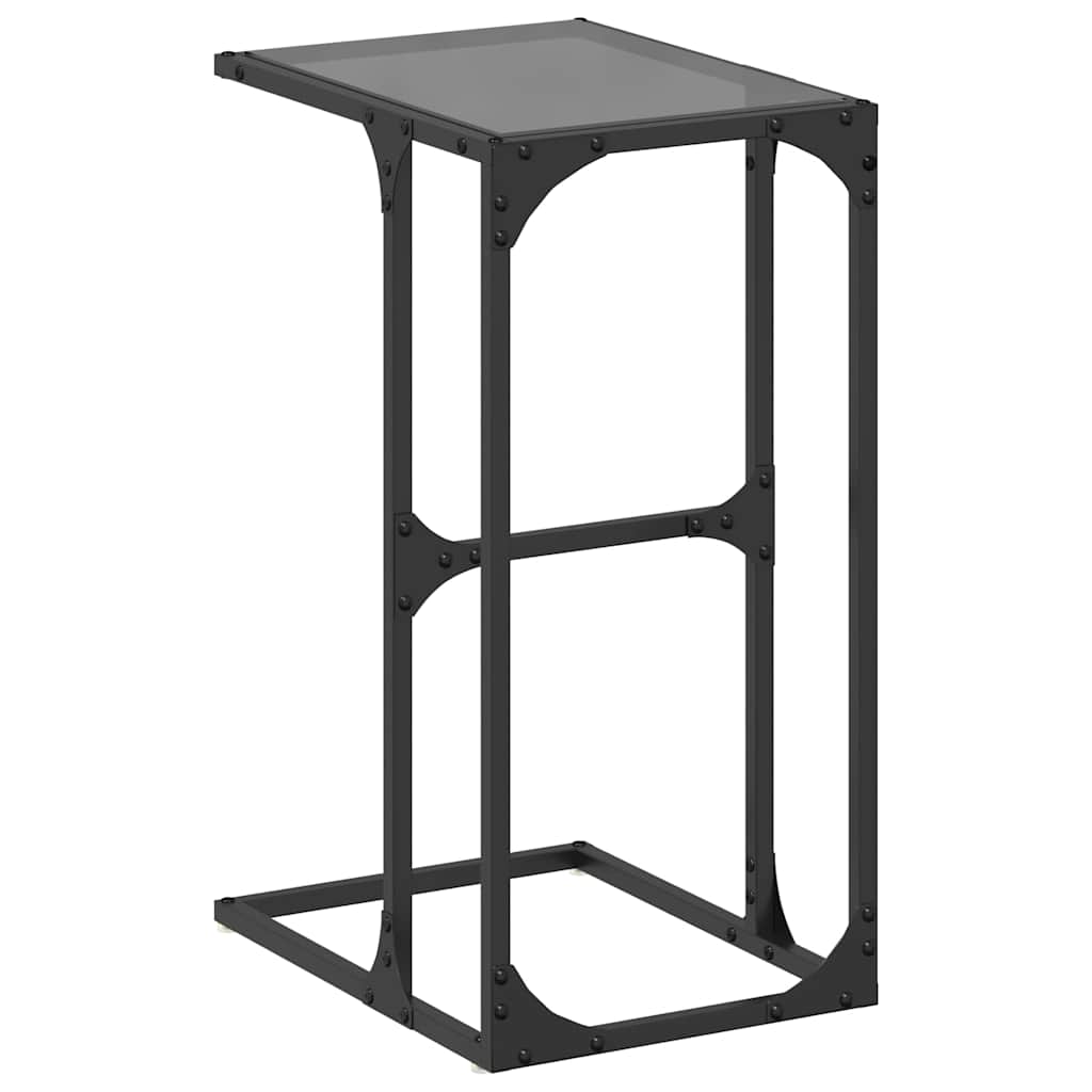 sidebord med sort glastop 40x30x61,5 cm stål