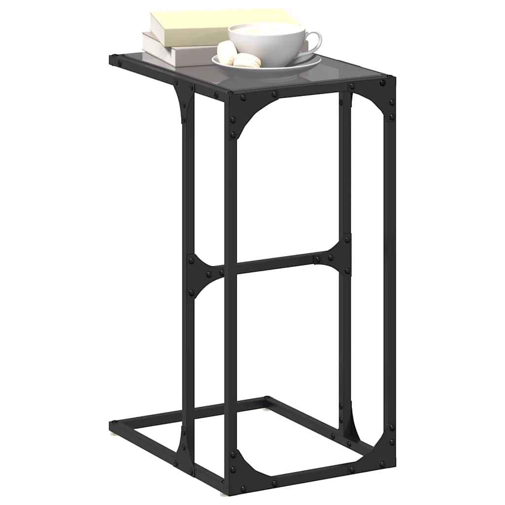 sidebord med sort glastop 40x30x61,5 cm stål