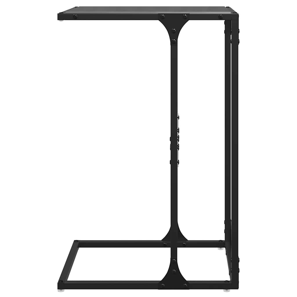 sidebord med sort glastop 40x30x61,5 cm stål