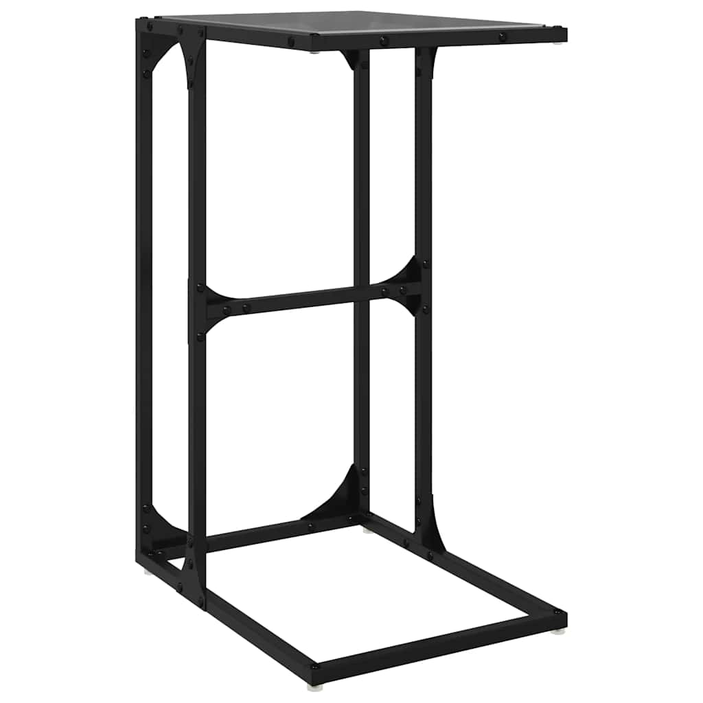 sidebord med sort glastop 40x30x61,5 cm stål