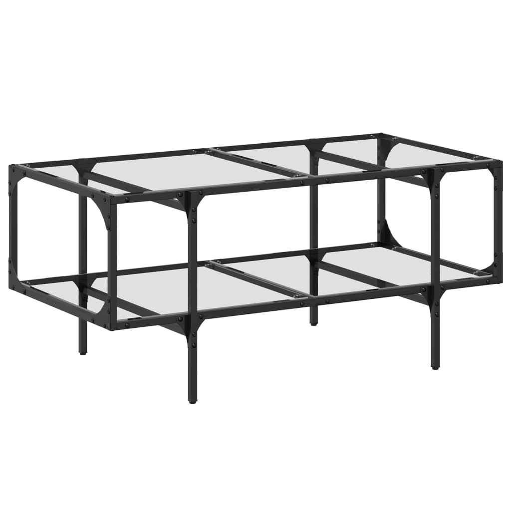 sofabord med transparent glastop 98,5x50x45 cm stål