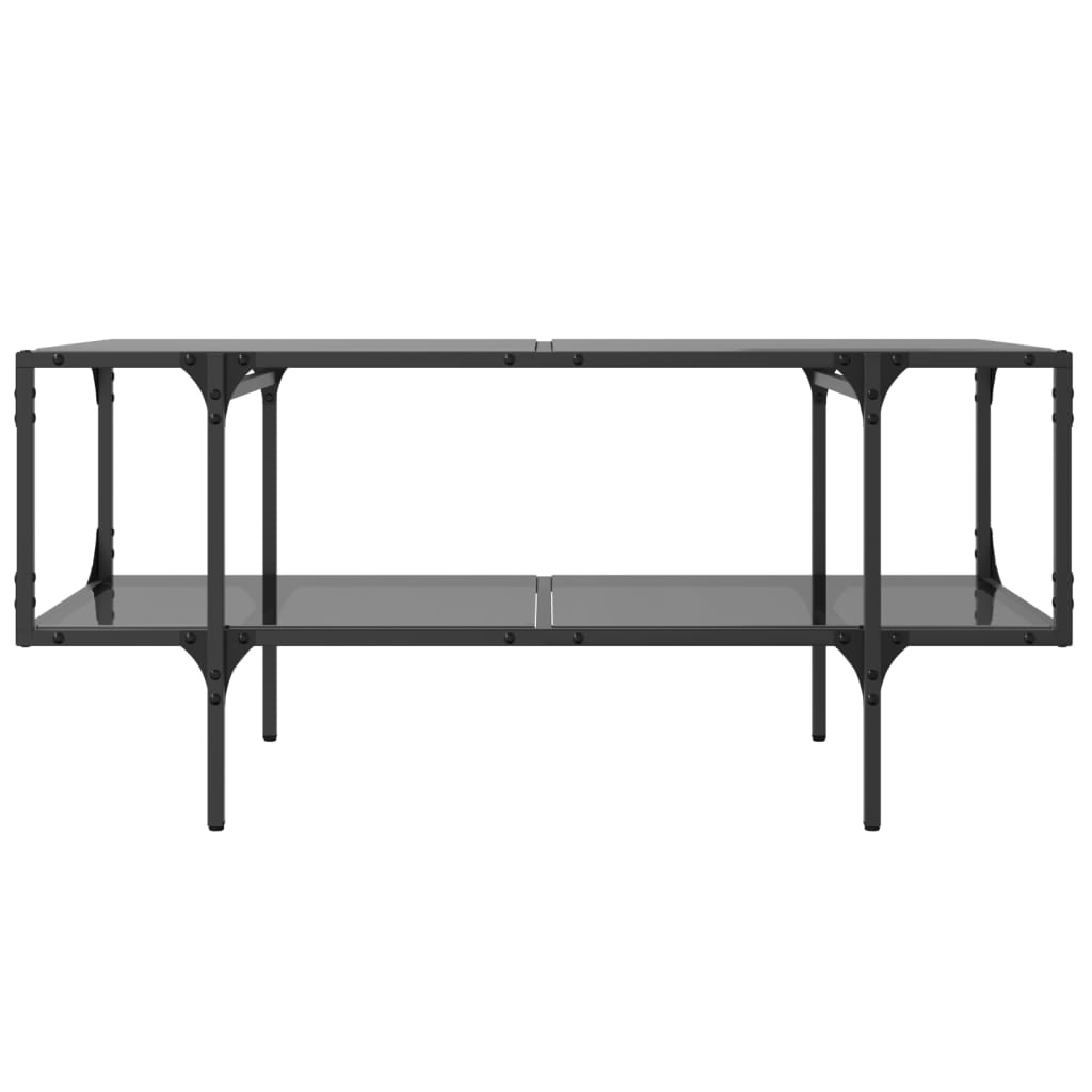 sofabord med sort glastop 98,5x50x45 cm stål