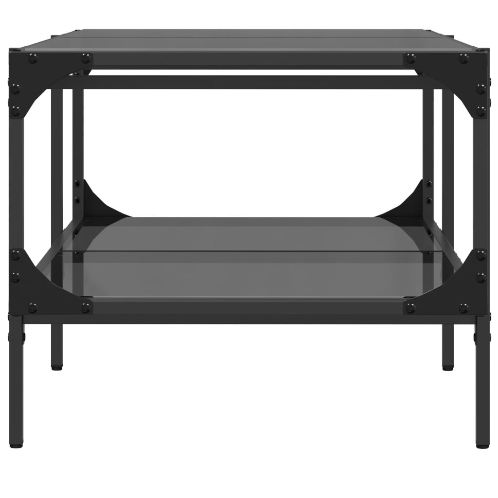 sofabord med sort glastop 98,5x50x45 cm stål