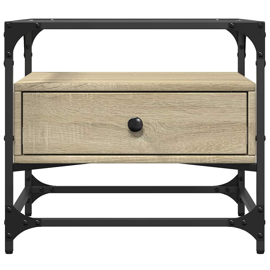 sofabord med glasplade Sonoma Eg 50x50x45 cm Stål