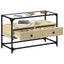 tv-bord med glasplade 80x35x51 cm konstrueret træ sonoma-eg