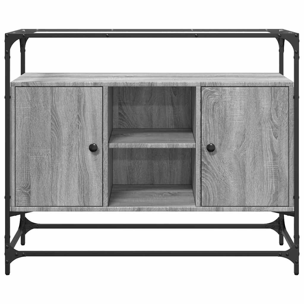 skænk med glastop 98x35x81 cm konstrueret træ grå sonoma-eg