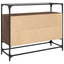 skænk med glastop 98x35x81 cm konstrueret træ brun egetræsfarve