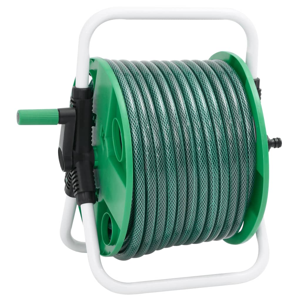 fritstående slangetromle med 30 m slange PVC grøn