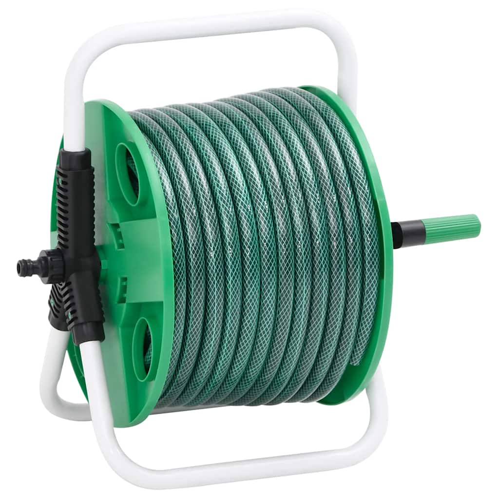 fritstående slangetromle m. tilslutningssæt 0,5" 30 m PVC grøn