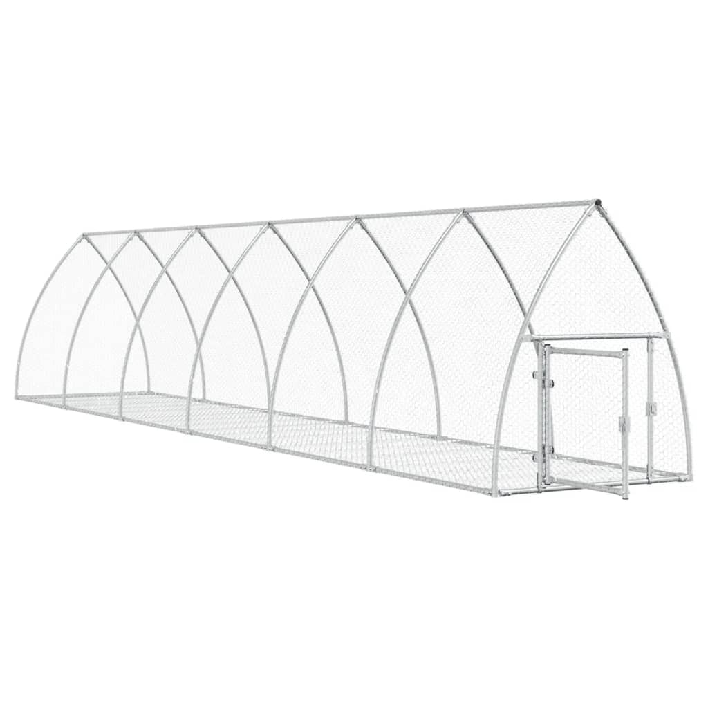 kaninbur 105x600x120 cm galvaniseret stål sølvfarvet