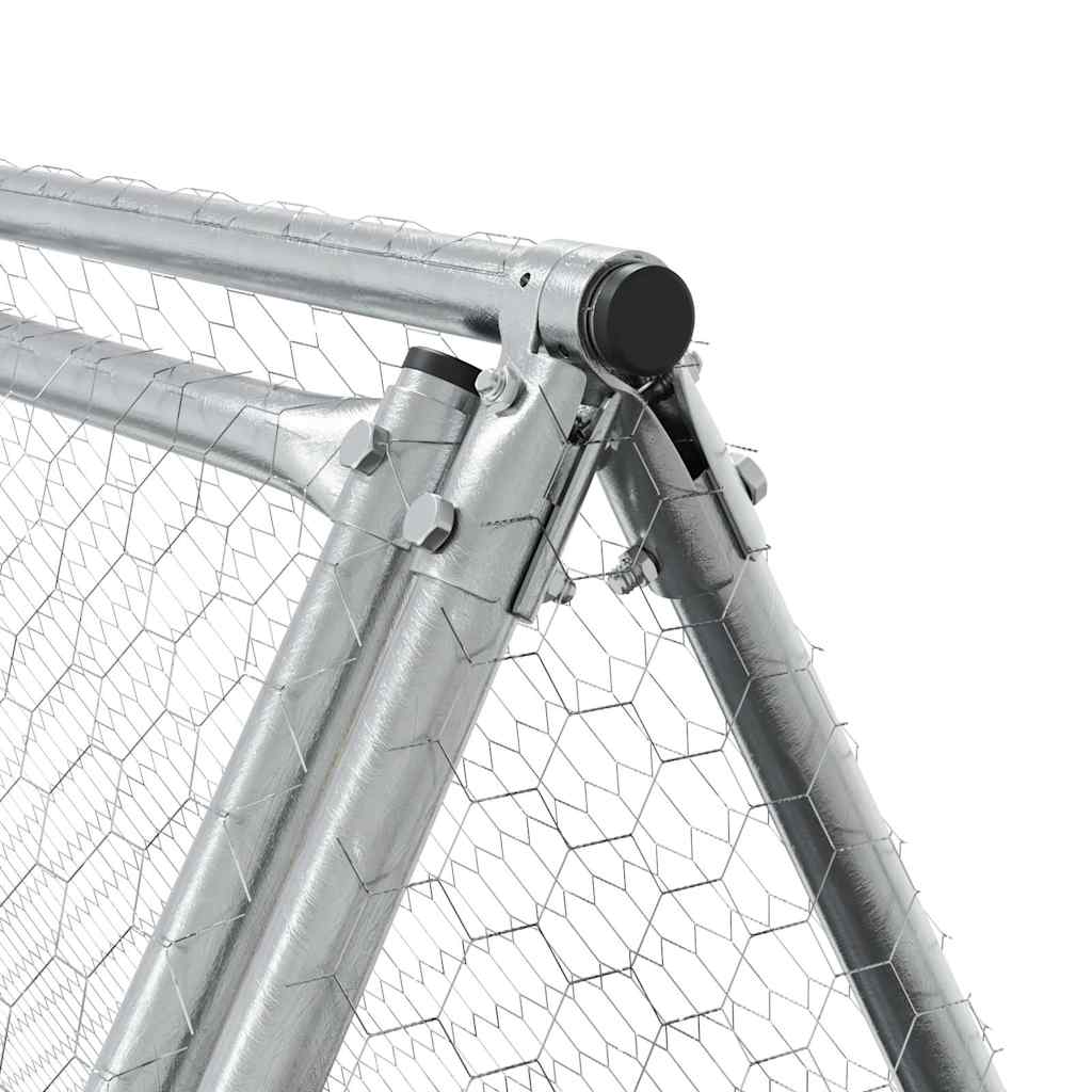 kaninbur 400x105x91 cm galvaniseret stål sølvfarvet
