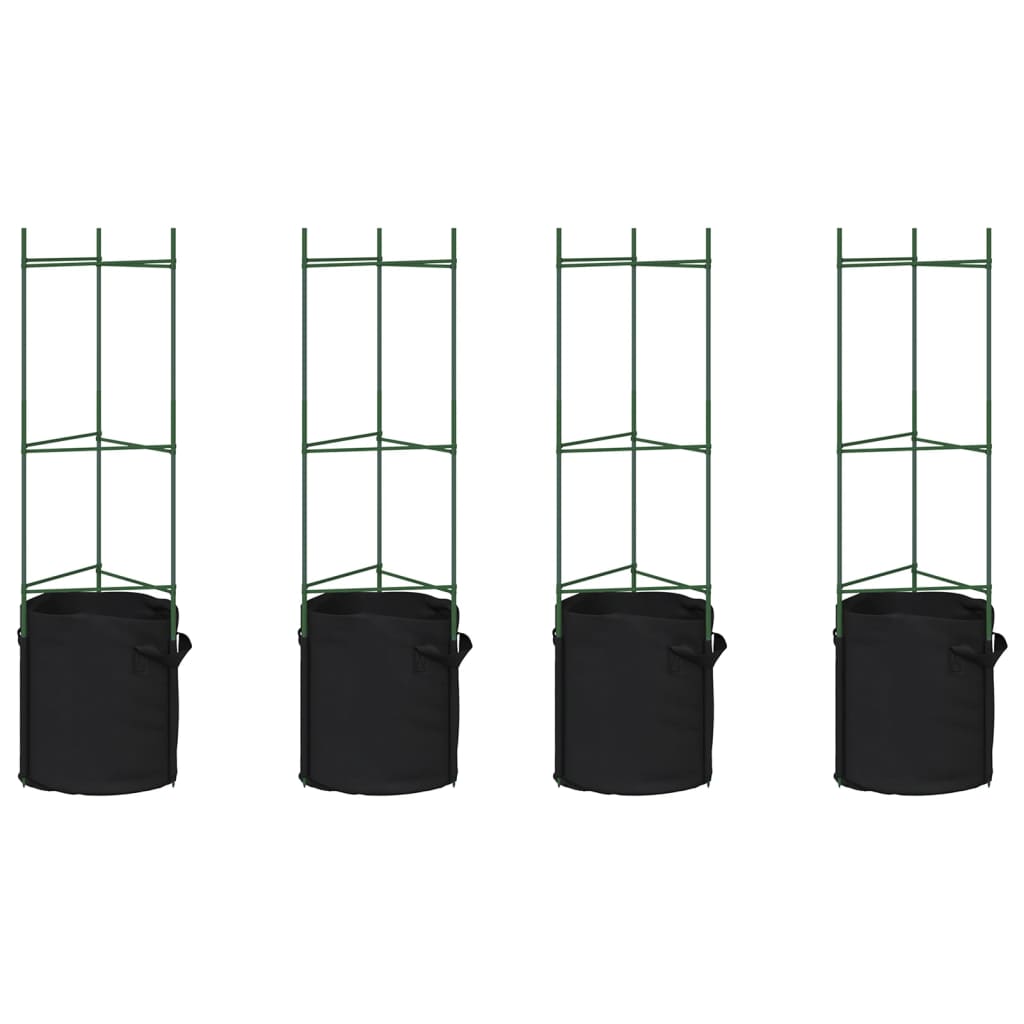 espalierer med planteposer 4 stk. 116 cm stål og PP