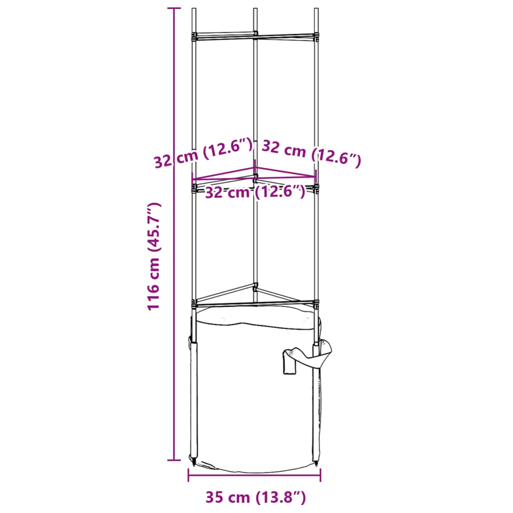 espalierer med planteposer 6 stk. 116 cm stål og PP