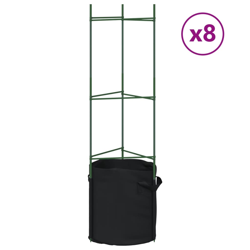 espalierer med planteposer 8 stk. 116 cm stål og PP