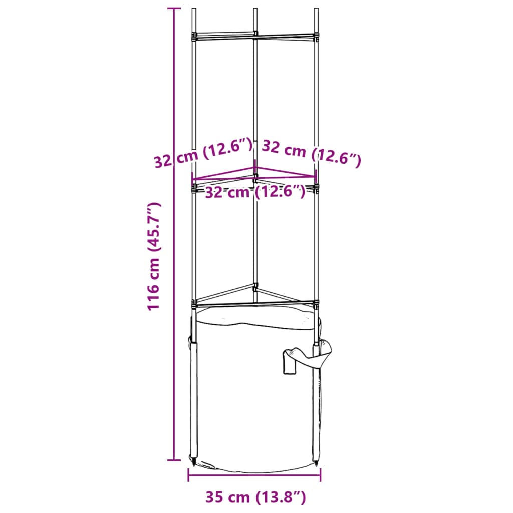 espalierer med planteposer 8 stk. 116 cm stål og PP